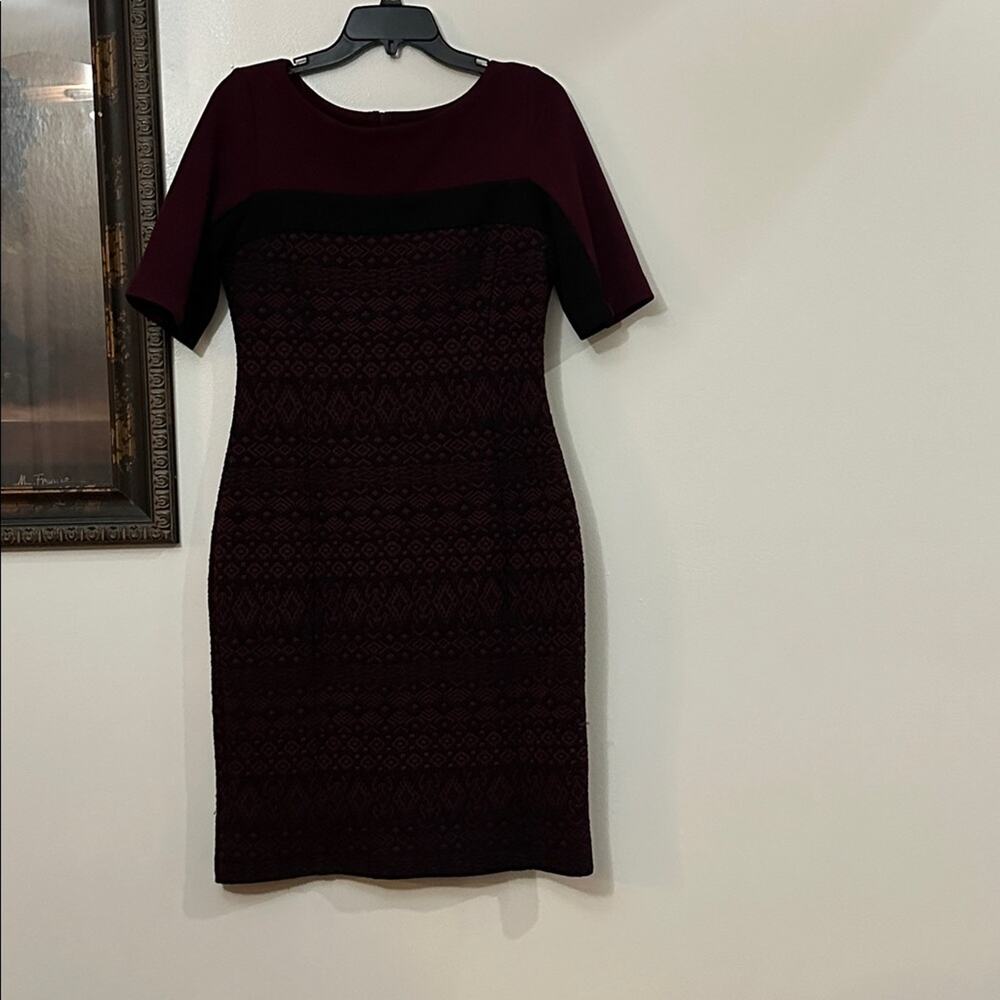 Liz Claiborne Burgundy and Black Textured Dress - size 6